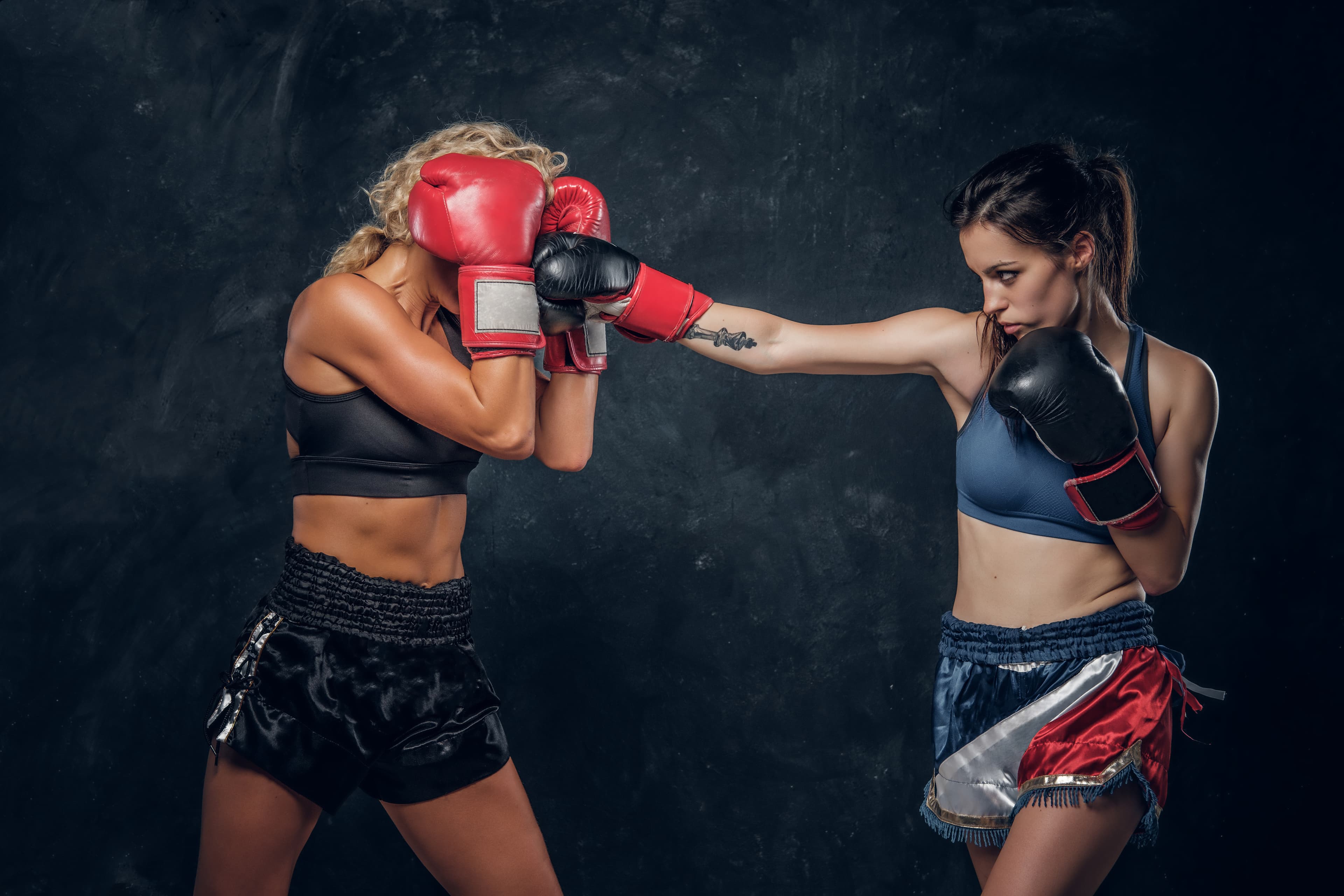 Female boxers in action